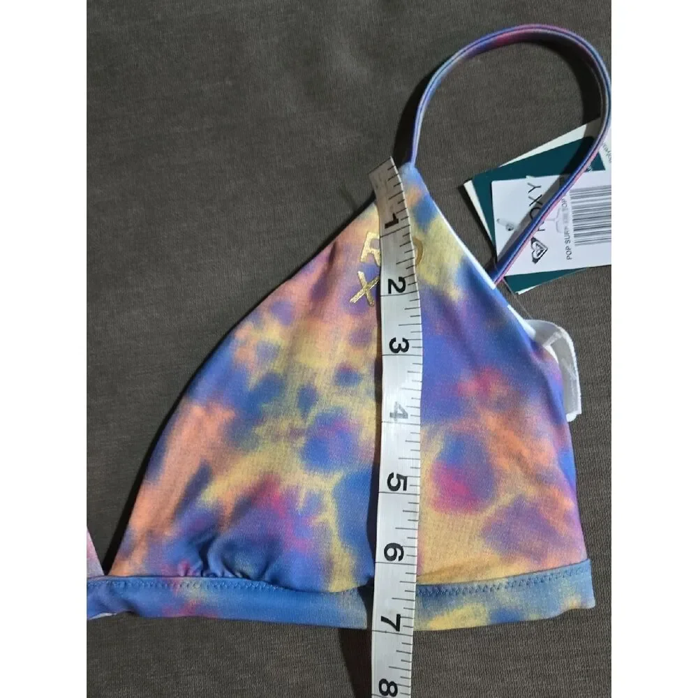 Roxy Tie-Dye Triangle Bikini Top - Blue, Yellow, Pink